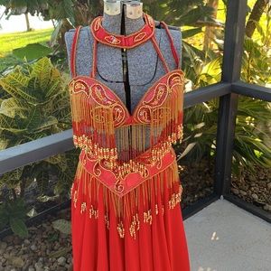 Hand embellished Belly Dancing costume with incredible beadwork & detail!